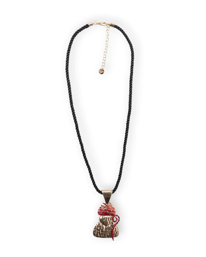 Collana in corda nera con pendente san Gennaro in metallo