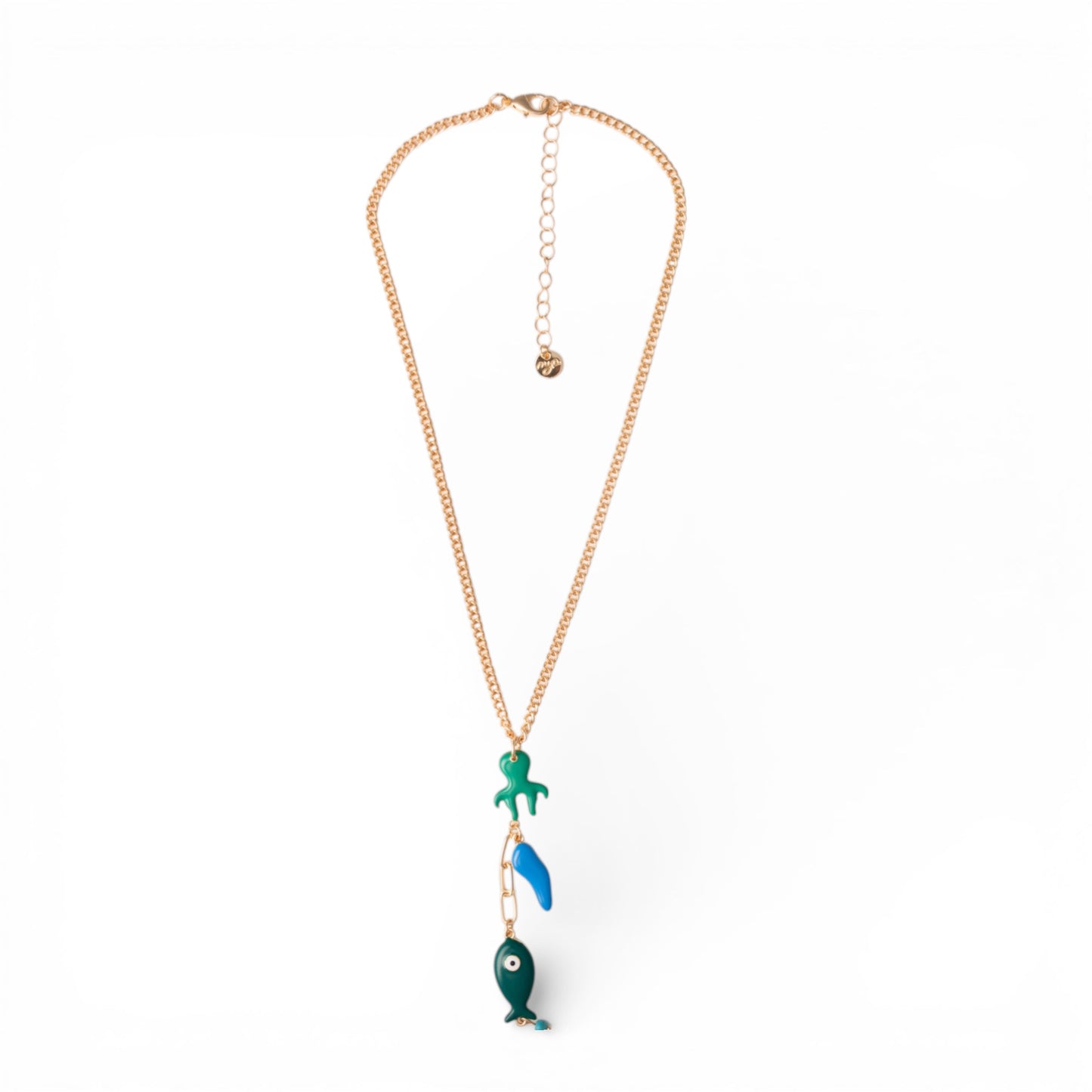 Collana a catena sottile con pendenti charms marini smaltati