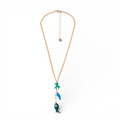 Collana a catena sottile con pendenti charms marini smaltati