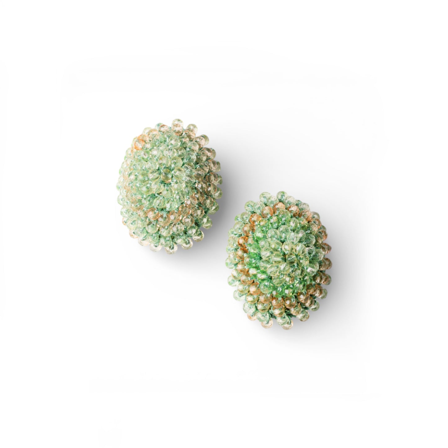 Orecchini a clip ovali con microcristalli in vetro multi verde