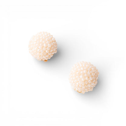 Orecchini a clip circolari con piccole pietre in vetro rosa