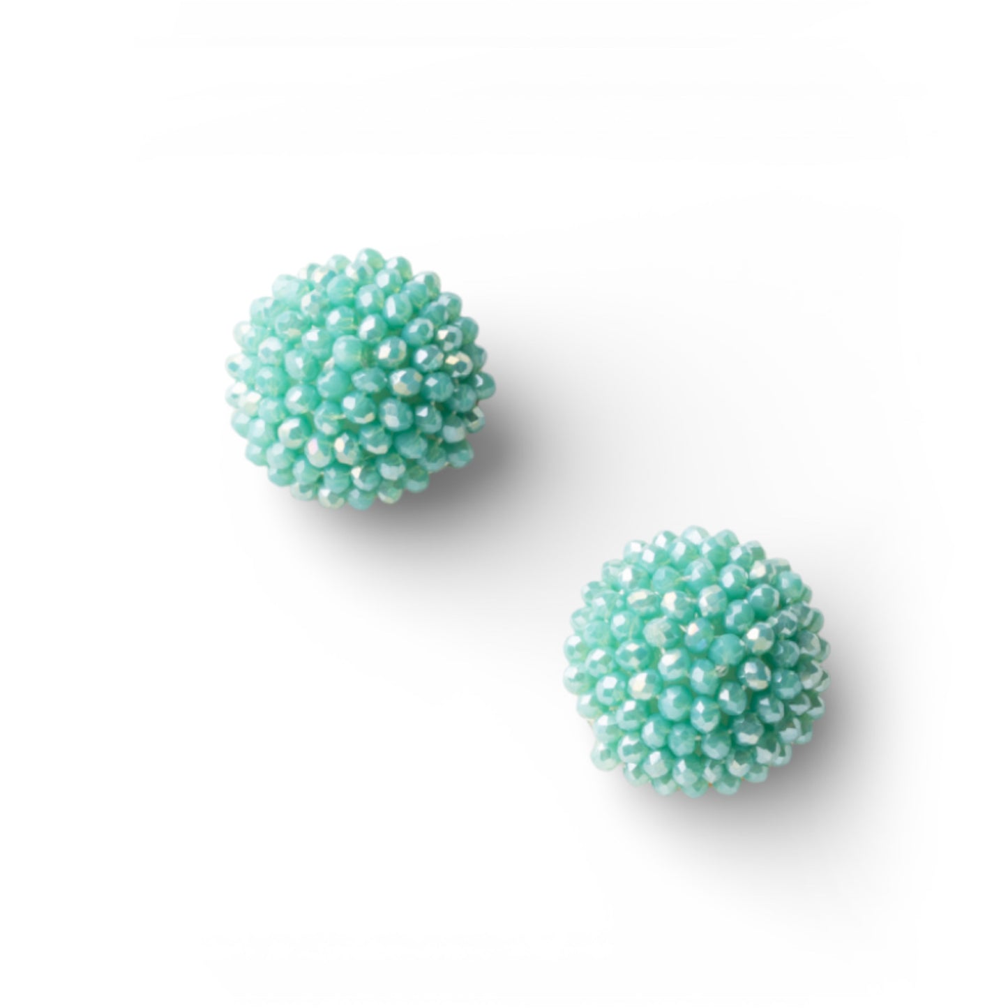 Orecchini a clip circolari con piccole pietre in vetro verde petrolio