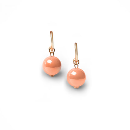 Orecchini a cerchietto con sfera lucida pendente in acrilico oro rosa