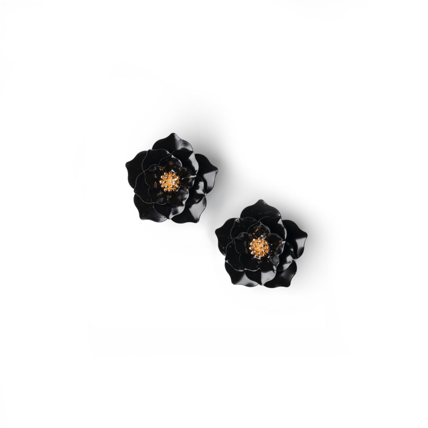 Orecchini a clip in metallo con design a rosa nera