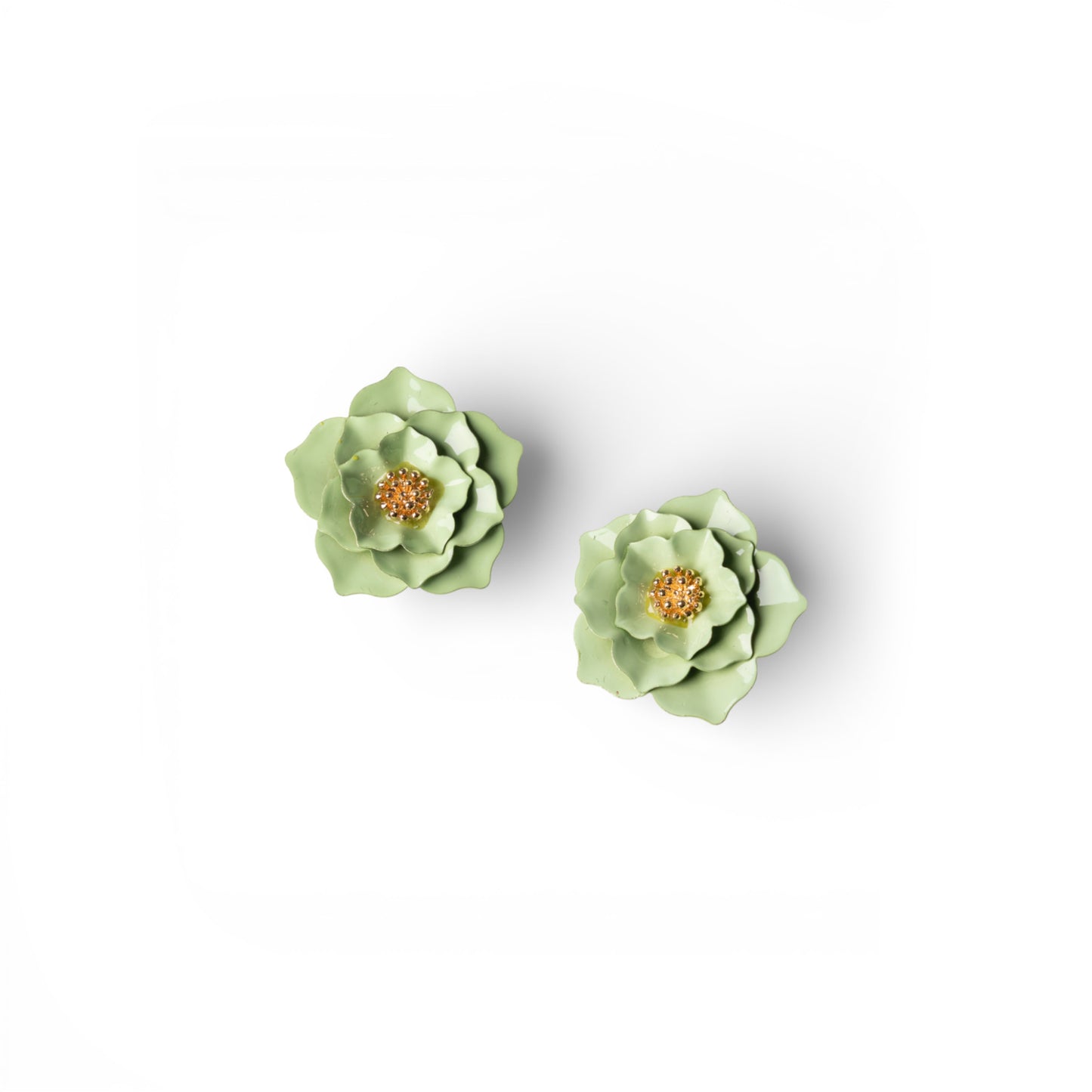 Orecchini a clip in metallo con design a rosa verde