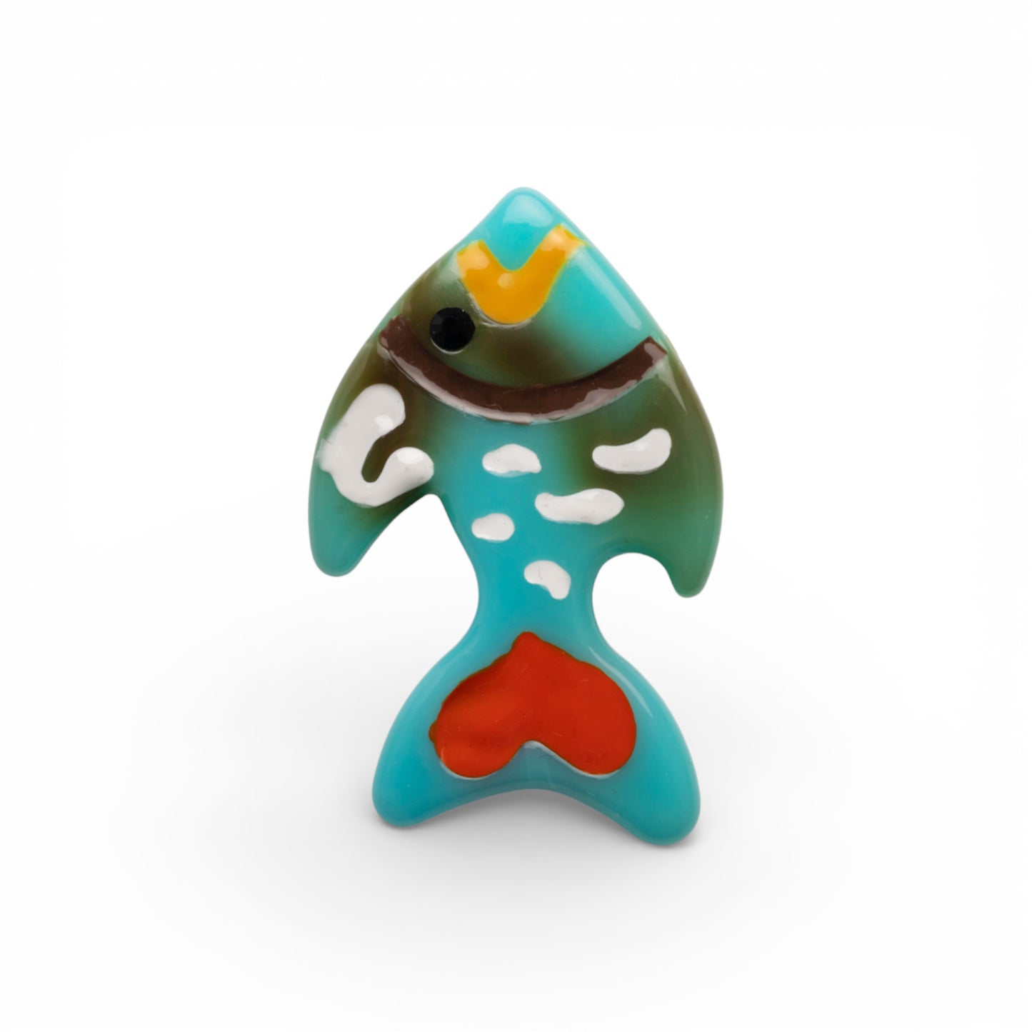 Spilla in metallo con pesciolino in acrilico azzurro