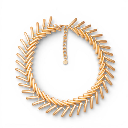 Collana girocollo in metallo con design a foglie stilizzate