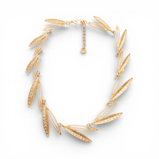 Collana girocollo in metallo con design a foglie