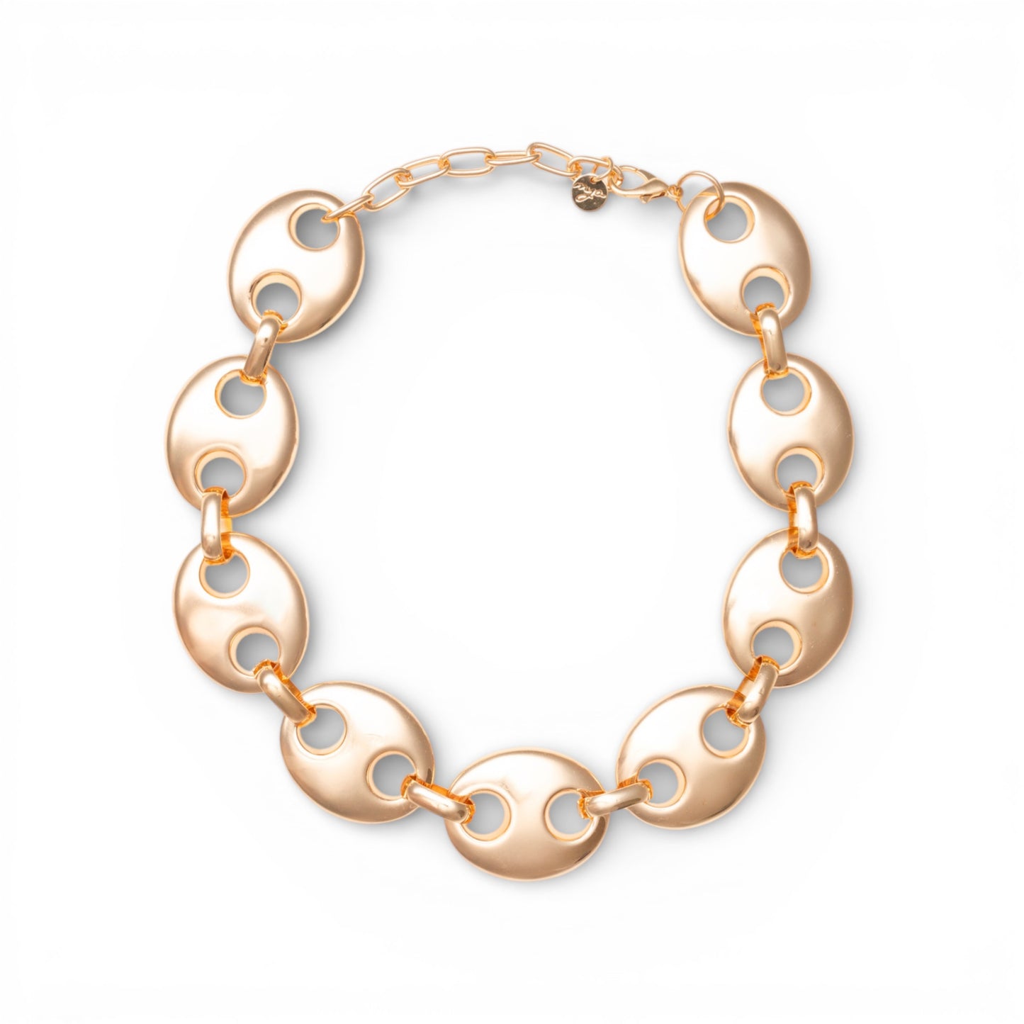 Collana girocollo in metallo lucido con design a bottoni