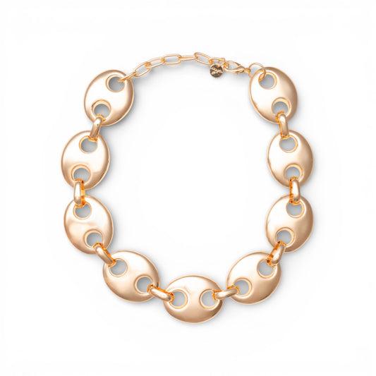 Collana girocollo in metallo lucido con design a bottoni