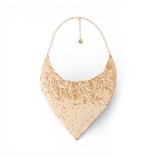 Collana girocollo statement a maglia dorata