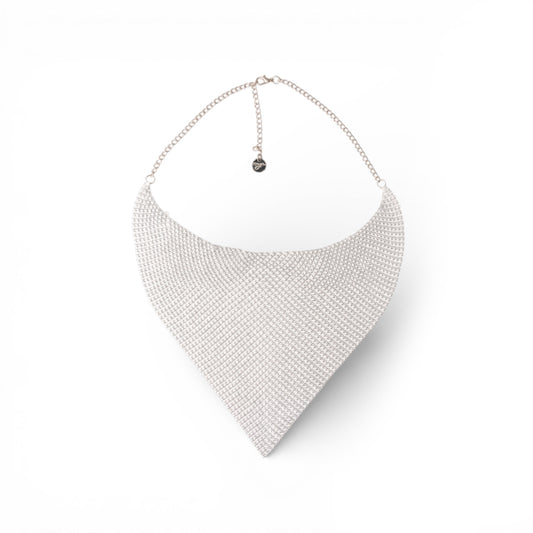 Collana girocollo statement a maglia argentata