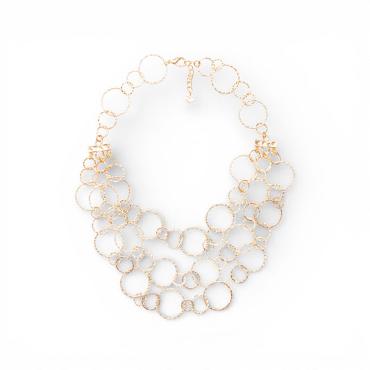 Collana lunga multi filo a catena circolare lucida