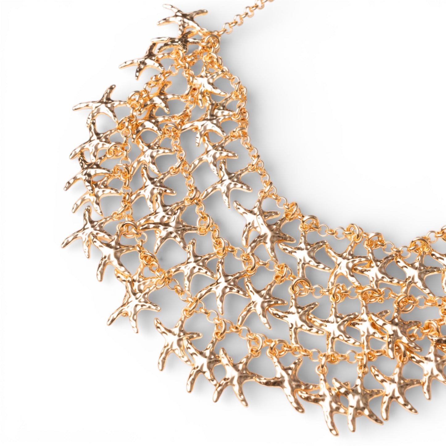Collana girocollo a catena con cascata multi filo di stelle marine