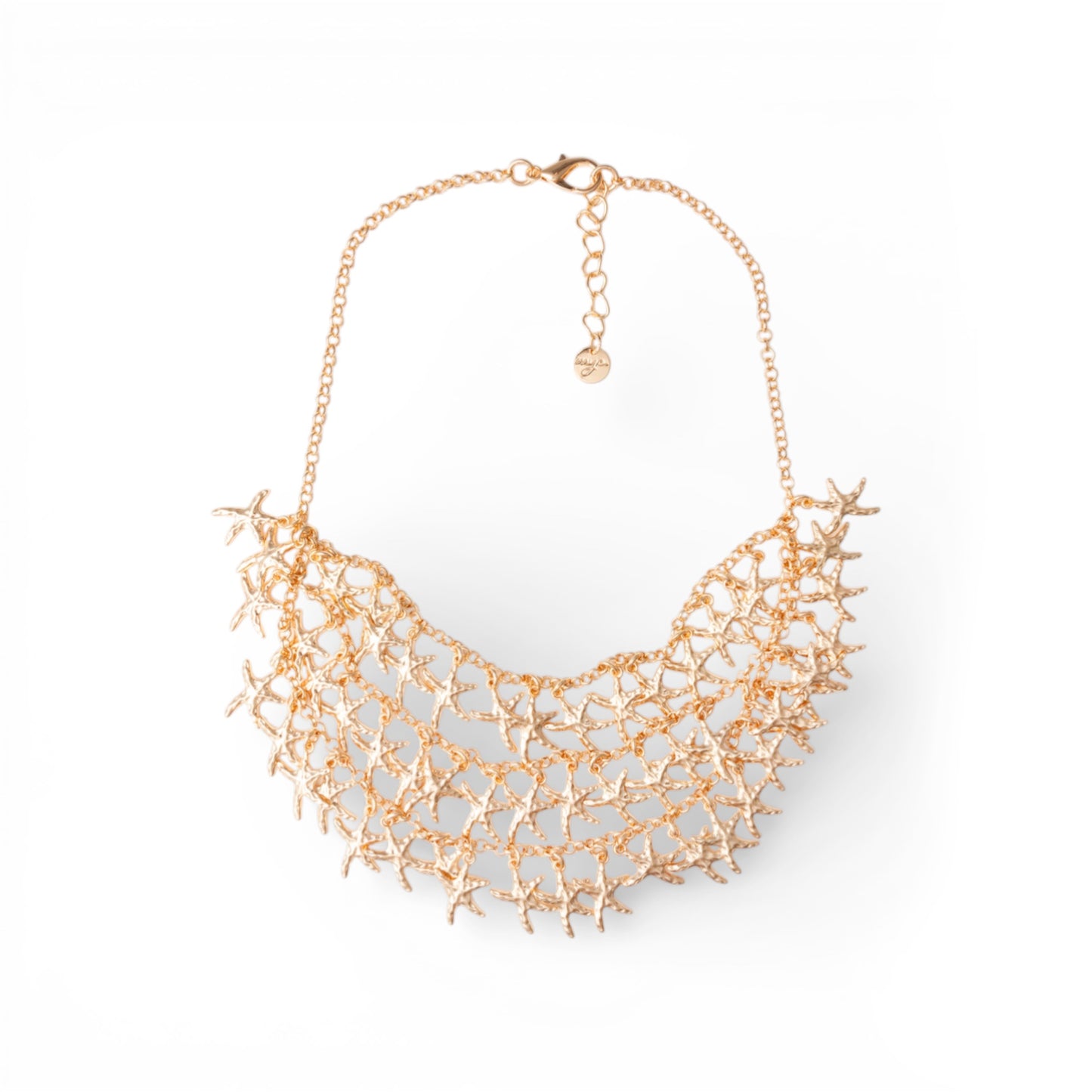 Collana girocollo a catena con cascata multi filo di stelle marine