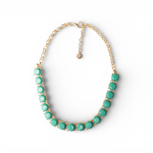Collana girocollo a catena con pietre in resina verde acqua