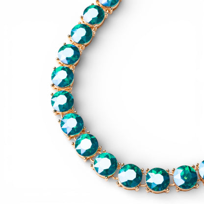 Collana girocollo a catena con pietre in vetro blu