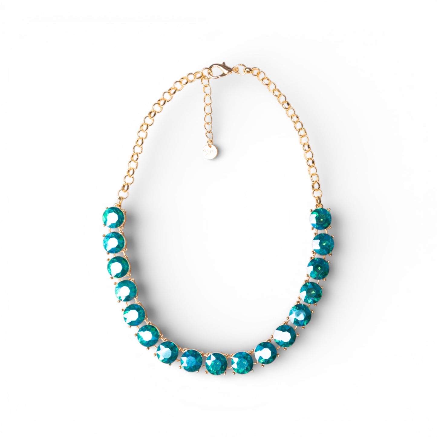 Collana girocollo a catena con pietre in vetro blu