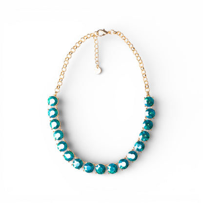 Collana girocollo a catena con pietre in vetro blu