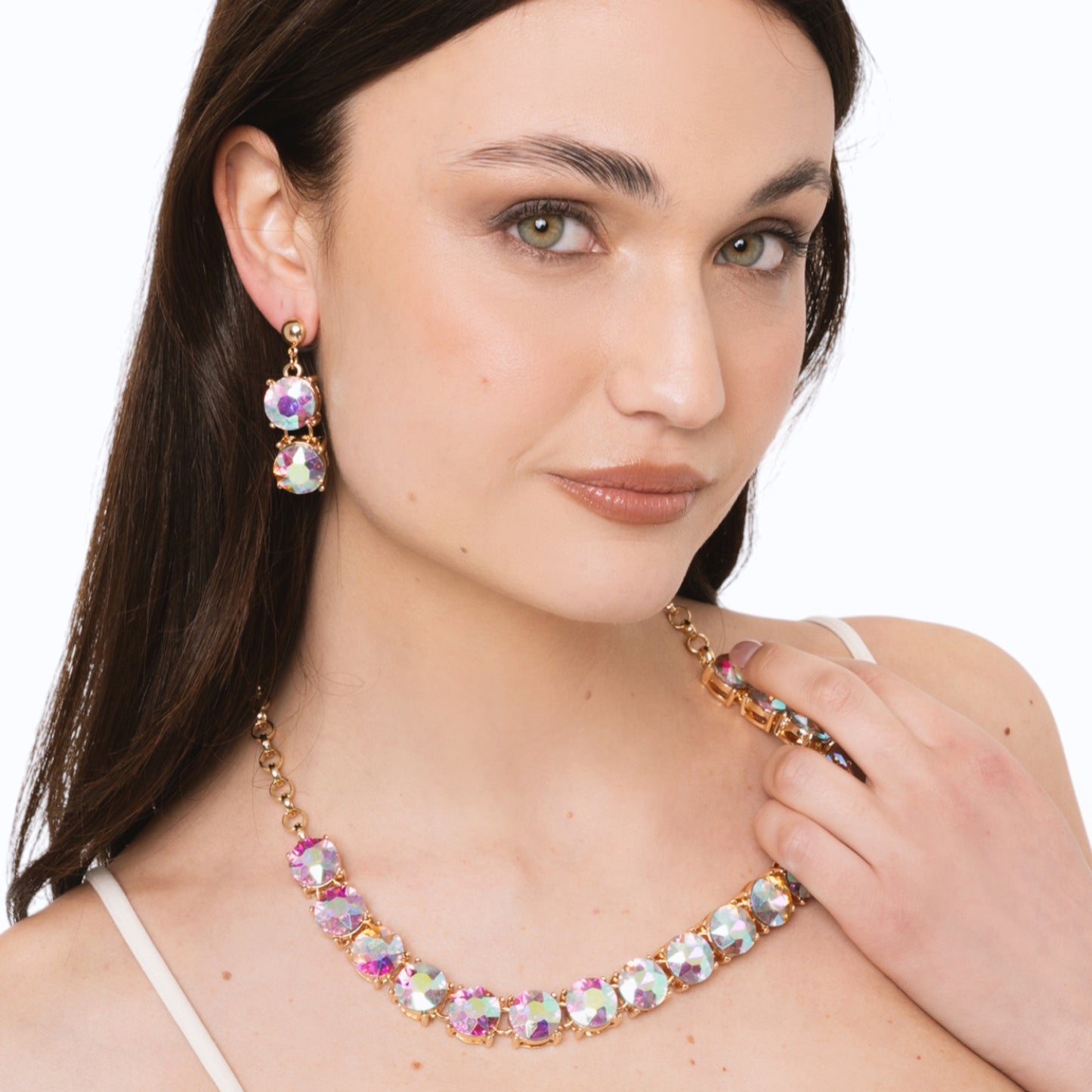 Collana girocollo a catena con pietre in vetro crystal