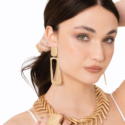 Orecchini pendenti in metallo antichizzato rettangolare