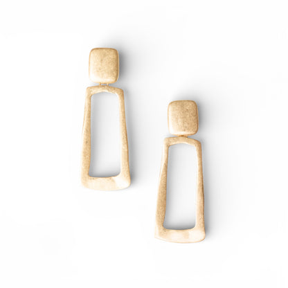 Orecchini pendenti in metallo antichizzato rettangolare