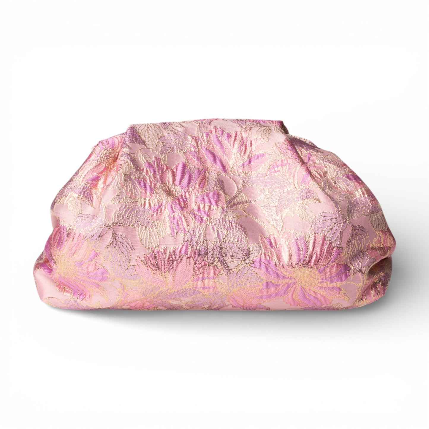 Borsa pochette morbida con texture a fiori tono rosa