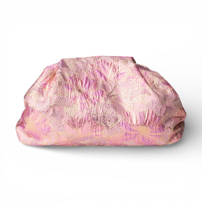 Borsa pochette morbida con texture a fiori tono rosa