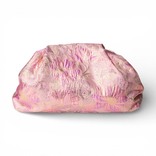 Borsa pochette morbida con texture a fiori tono rosa