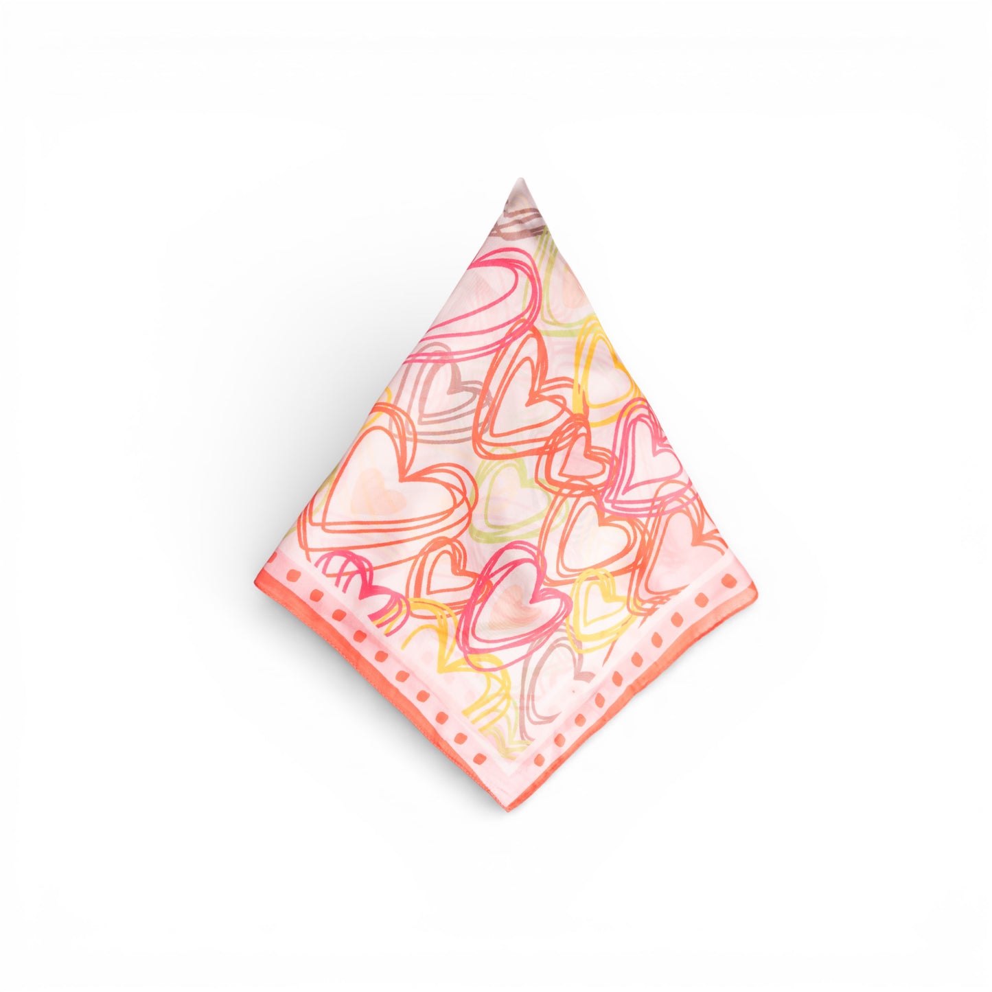 Foulard in seta con stampa a cuori tono rosa