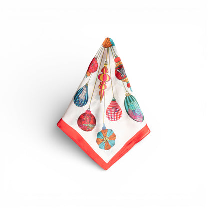 Foulard in seta con motivo a raggiera tono rosso