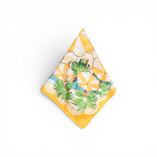 Foulard in seta con motivo estivo tono giallo