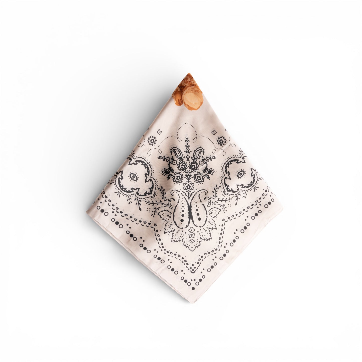 Foulard in seta tortora con stampa ad orsacchiotto