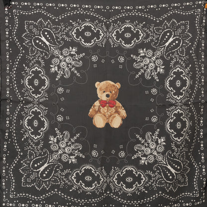 Foulard in seta nero con stampa ad orsacchiotto