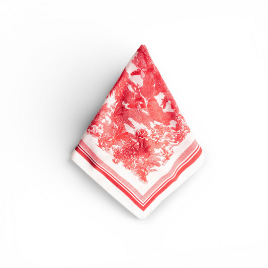 Foulard in seta con stampa foresta tono rosso