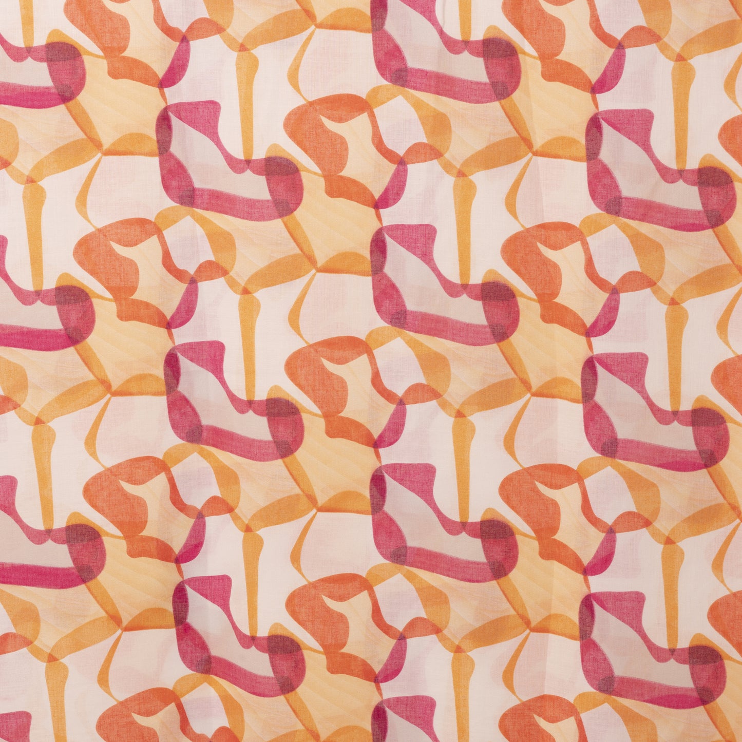 Sciarpa in cotone con stampa tono arancio e fucsia