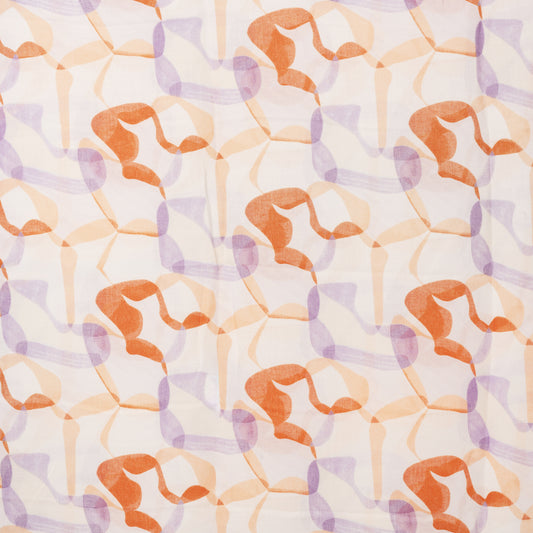 Sciarpa in cotone con stampa tono viola ed arancio