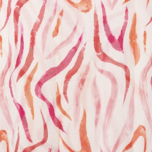 Sciarpa in cotone bianca con stampa astratta tono rosa