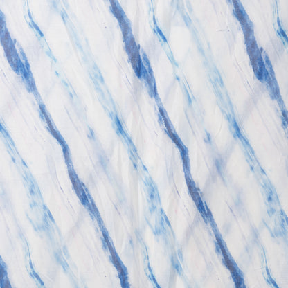 Sciarpa in cotone bianca con stampa tono blu