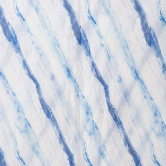 Sciarpa in cotone bianca con stampa tono blu