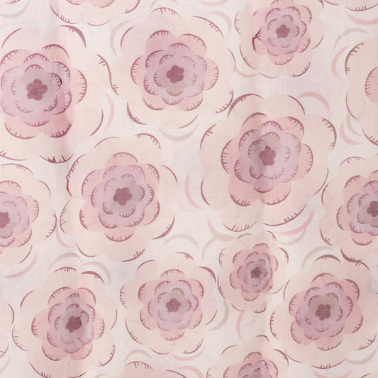 Sciarpa in cotone con motivo a fiori tono rosa