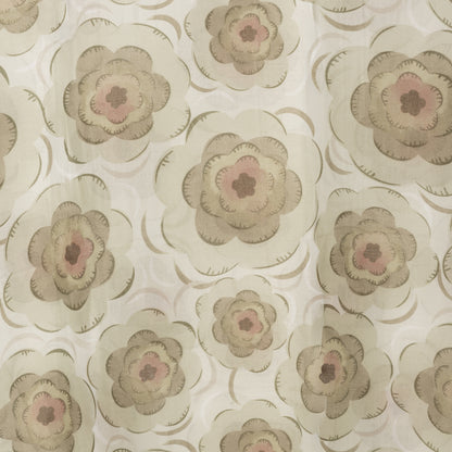 Sciarpa in cotone con motivo a fiori tono verde militare