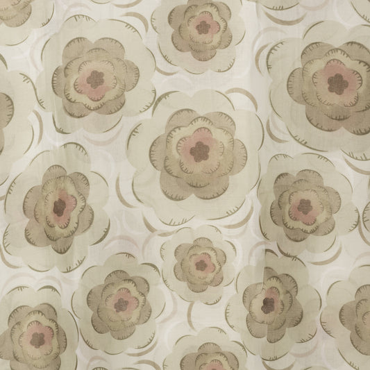 Sciarpa in cotone con motivo a fiori tono verde militare