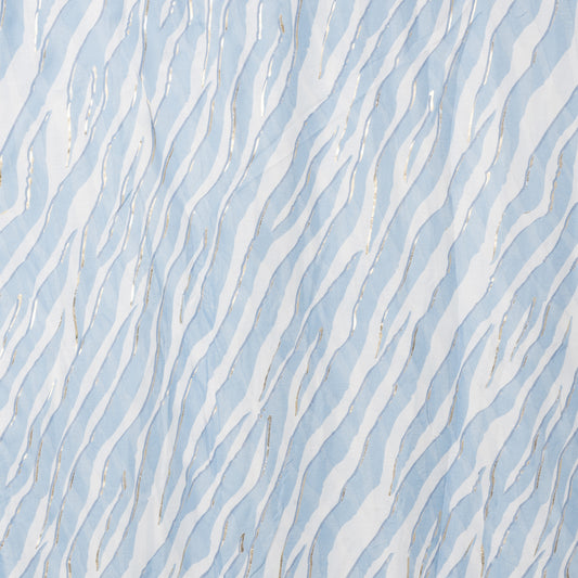 Sciarpa in cotone bianca con stampa animalier azzurra