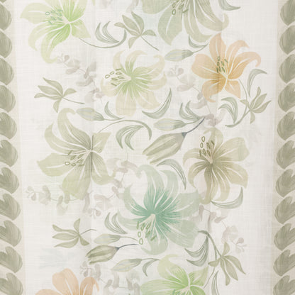 Sciarpa in cotone bianca con stampa floreale tono verde