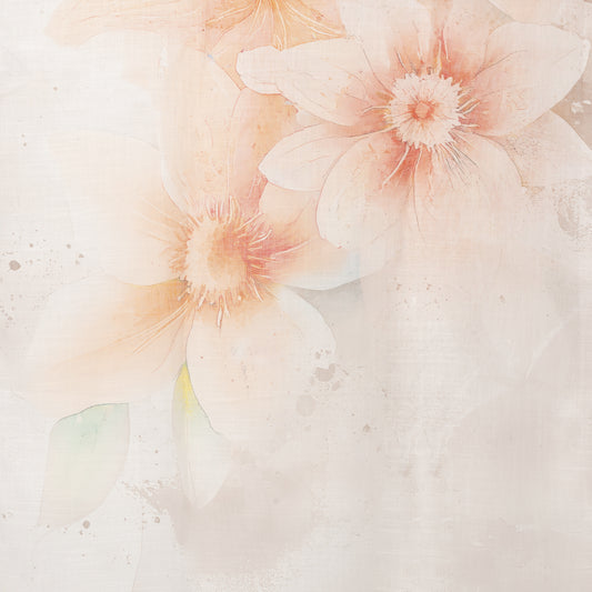 Sciarpa in cotone beige con stampa floreale tono arancio