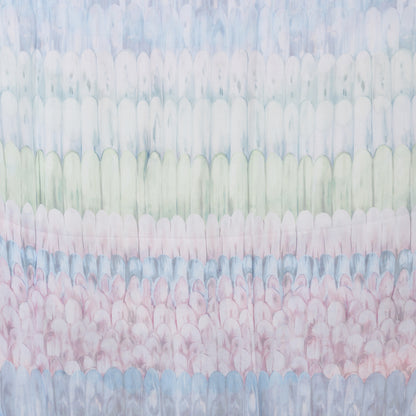 Sciarpa in modal con fantasia a righe ondulate effetto acquarello tono azzurro e rosa