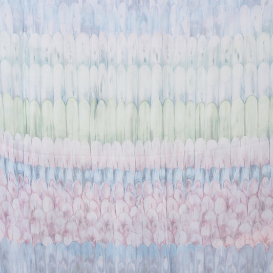 Sciarpa in modal con fantasia a righe ondulate effetto acquarello tono azzurro e rosa