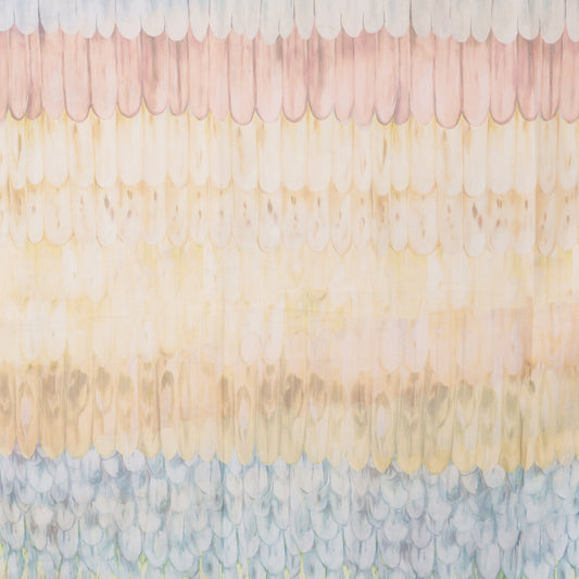 Sciarpa in modal con fantasia a righe ondulate effetto acquarello tono giallo ed azzurro