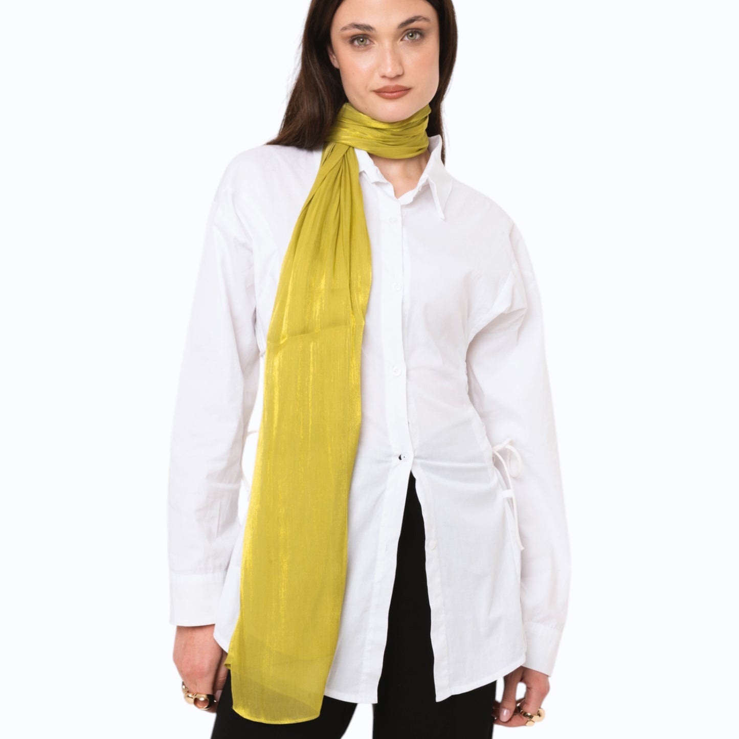 Sciarpa in seta a tinta unita in verde acido lucido